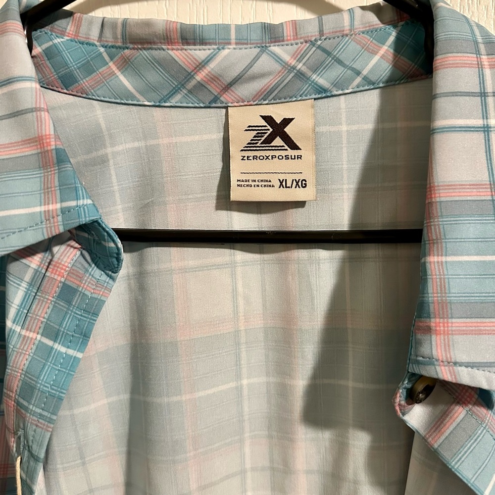 ZeroXposur Teal and Pink Plaid Button Down Shirt - Picture 3 of 4